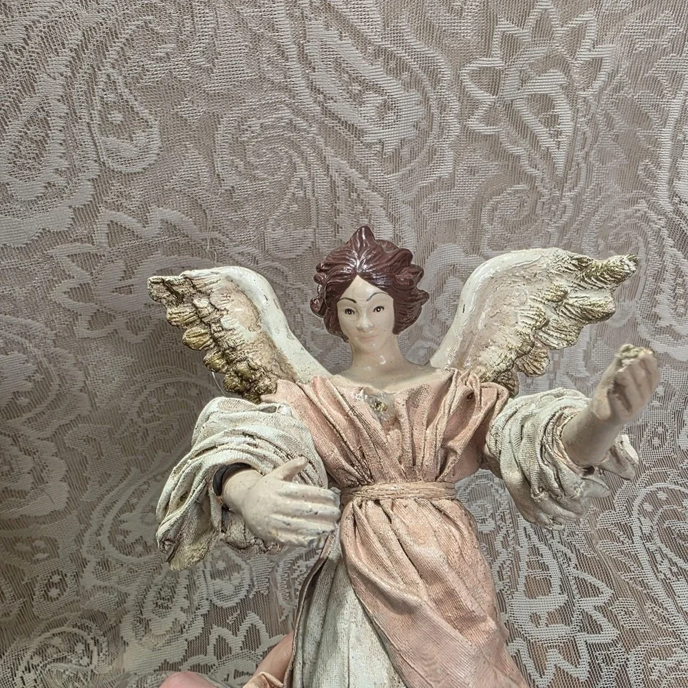 Hanging Angel Ornaments Set Of 3 Resin Cloth Christmas Large Multicolor Decor